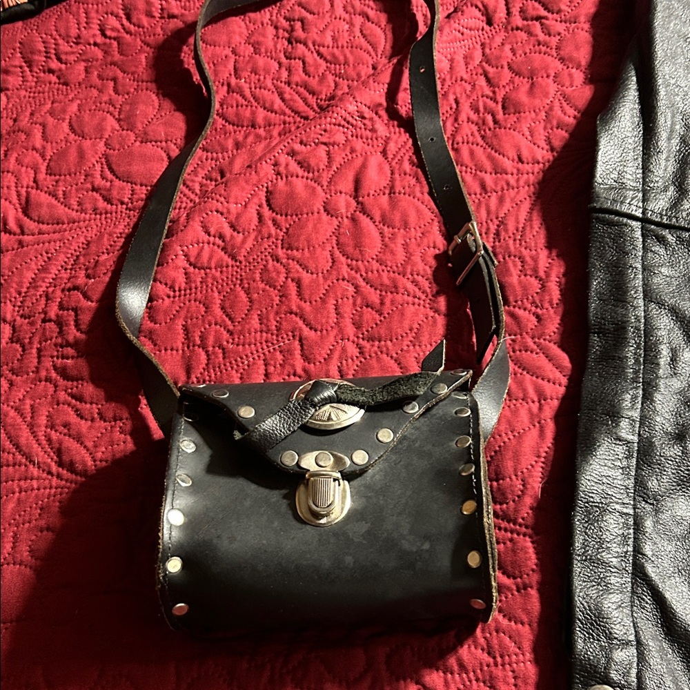 Black Leather Crossbody Bag